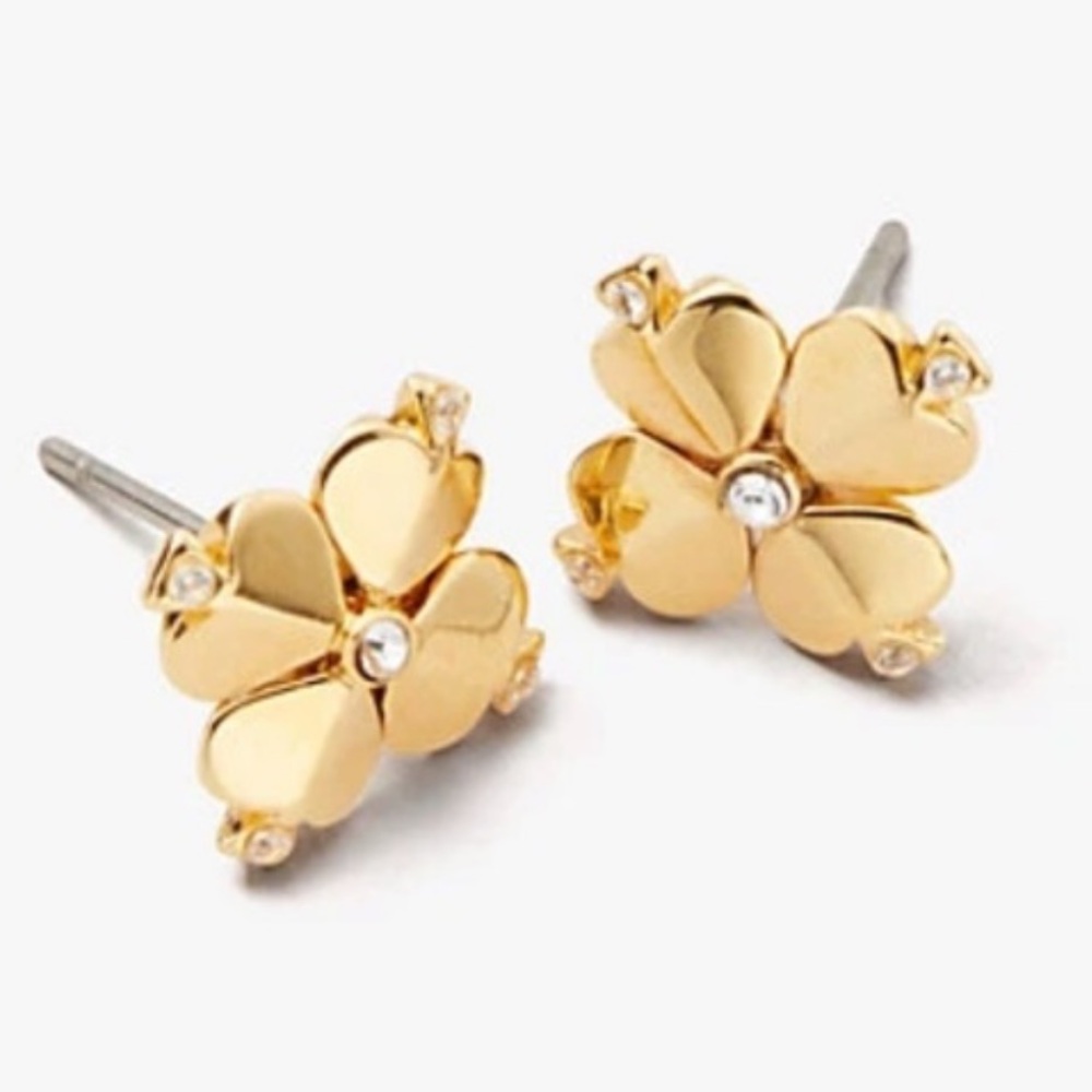 Kate Spade Legacy Logo Stud Gold Floral Earrings NWT